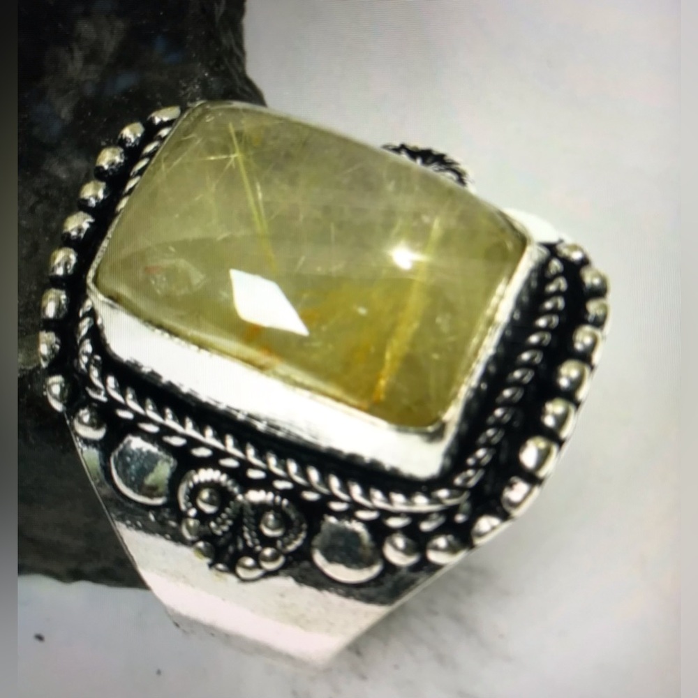 Rutile Stamped 925 Sterling Silver Ring